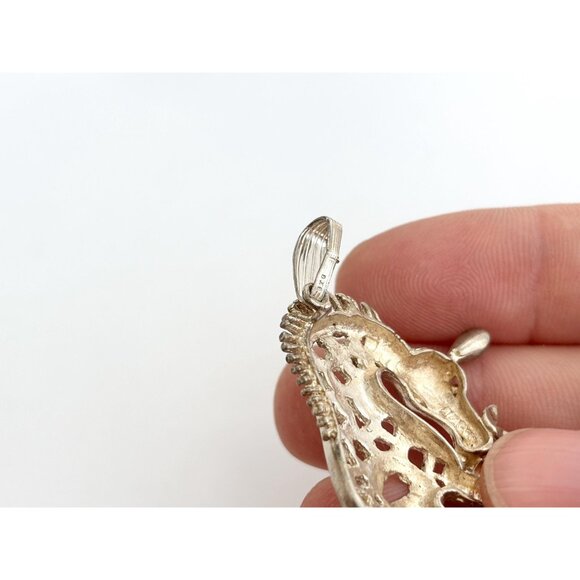 Sterling Silver Hand Wrought Cutout Giraffe Figural Jumbo Vintage Pendant - Picture 10 of 10